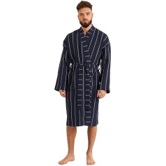 Cotton Trend Vīriešu valfeļu halāts 100% turku kokvilna Viegls kimono apkakle Īpaši mīksts, mīksts, mīksts, līdz ceļgaliem, ideāls atpūtas tērps