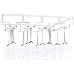 Iriisy Wine Glass Holder with 4 Rails for 8-12 Wine Glasses - Hold Your Glasses Hanging or Wall Chrome Wine Glass Holder Casa Vino Bar Decoration (White)