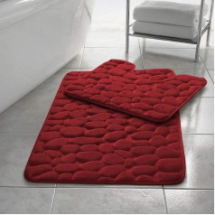 Rainbow Style Red Memory Foam Pebbles Neslīdošs oļu vannas paklājs un vannas paklājs