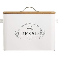 Baie Maison Extra Large White Farmhouse Bread Box for Kitchen Countertop - Bread Bin Holder for 2+ Loaves - Bread Storage Container - Rustic Vintage Metal Bread Bin