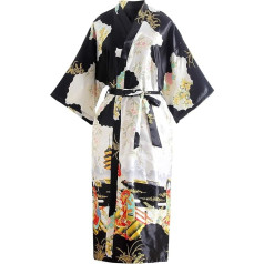 YAOMEI Sieviešu līgavas līgavas draudzene Ģērbšanās kleita Kimono satīna naktsveļa peldmēteļi Halāts Geiša ziedi Negligee pidžama S-2XL