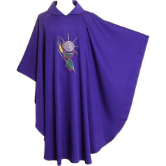 BLESSUME Priest Kasel (Robe) Steinschmätzer Embroidered Mass Liturgian Clothing Foldable Bathrobe Purple