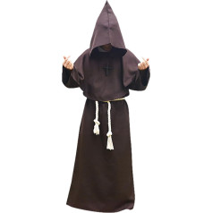 Feynman Men's Monk Costume Monk Robe Priest Robe Costume with Hood Medieval Renaissance Hood Monk's Cowl