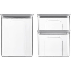 Stefanplast 3 taisnstūrveida glāžu komplekts Tosca White/Stone Grey (0,7+1,2+2,2+2,2 Lt)