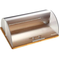 Bread Bin 39 x 31 x 16 cm with Wooden Base and Transparent Cover