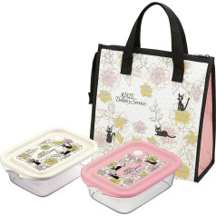 Studio Ghibli Bento Box - Kiki piegādes dienests - JIJI Elegance - 16 oz japāņu pusdienu kārbas komplekts (2 gabali Bento, neaustas somas) Rozā, ziloņkaula krāsā