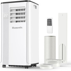 9000 BTU mobilais gaisa kondicionieris, 4-in-1 mobilais gaisa kondicionieris, gaisa mitrinātājs, 2 pakāpju ventilators, inteliģentais miega režīms, digitālais displejs, tālvadības pults un 24 stundu taimeris, dzesēšanas zona līdz 88 m³ (33㎡