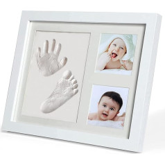 PewinGo Baby Handprint and Footprint Set, гипсовый слепок руки и ноги ребенка с рамкой для фотографии из натурального дерева, идеальная идея подарка для малы