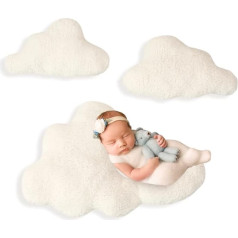 BYNYXI Baby Fotografie Requisiten, 3PCS Niedliche Wolke Kissen Baby Posing Kissen Säuglingskissen Plüsch Gefüllte Kissen Weiche Baby Fotoshooting Kissen Zubehör für Jungen Mädchen 0-3 Monate