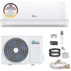 Kältebringer Split gaisa kondicionieris Quick Connect - 12000 BTU (3,5 kW) - Invertora gaisa kondicionieris ar apsildes funkciju, WiFi un lietotni - Līdz 55 m² - Ļoti kluss - Komplekt: 5 m vara kabelis, dzesēšanas šķidrums