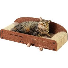 FUKUMARU Cat Scratching Board, 66 cm, izturīgs skrāpēšanas kartons un filcs, liels guļamkrēsls, 2 divpusēji kaķu skrāpēšanas paliktņi kaķiem, pārstrādājams kaķu skrāpēšanas gulta, izgatavota no gofrētā kartona ar