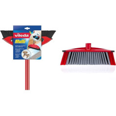 Vileda Multi Broom with Telescopic Handle Rubber Bristles Anti Pet Hair Adjustable from 75-130cm & 3Action Broom - Combination of 3 Bristles - for Dust, Coarse Dirt and Hair and Corners