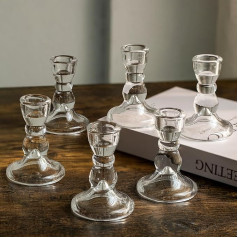 Romadedi Stikla sveču turētājs Taper Candle Candles - 10 gabali caurspīdīga stikla sveču statīvs Elegants kāzu galda dekorēšanai Ziemassvētku Adventa Adventa dzīvojamās istabas dekorēšanai