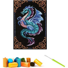 CCWORAN Dragon paklājs Craft Kit pieaugušajiem Amatniecība Latch Hook Kit Gobelēns spilvens Pattern Printed Mesh Mat Canvas Wool Yarn