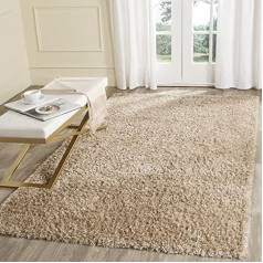 SAFAVIEH Zottelig Teppich für Wohnzimmer, Esszimmer, Schlafzimmer - Malibu Shag Collection, Kurzer Flor, Natürlich, 152 X 244 cm