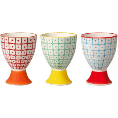 Bloomingville Carla Retro Egg Cups Diameter 5 x Height 7 cm Red Blue Green Ceramic Set of 3