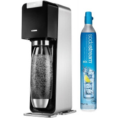 SodaStream Power elektroniskais ūdens karbonizators ar CO2 balonu un 1 litra PET pudeli (BPA Free), elektriskais ūdens karbonizators ar perfektu dizainu un eleganci, melns