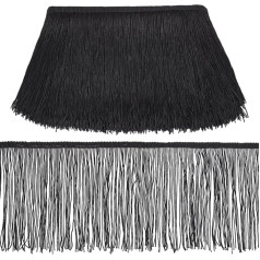 OLYCRAFT 9,2 m 15 cm Fringe Trim Lace Tassel Black Chainette Fringe Trim Band for Latin Dance Dress DIY Clothing Embellishment Lampshade and Cushion Decorations