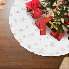 Yuning Ziemassvētku eglīšu svārki White Snowflower Christmas Tree Skirt Ziemassvētku eglīšu svārki Ziemassvētku eglīšu sega Round Christmas Tree Blanket Fur Christmas Tree Stand Carpet Tree Blanket Christmas Tree Decoration (122 cm,