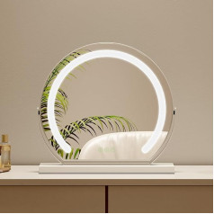 S'AFIELINA Зеркало для макияжа с подсветкой 40 см Hollywood Mirror Dimmable 3 Colour Temperature Touch Control LED Cosmetic Mirror 360° Rotatable Makeup Mirror with Lighting White