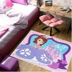 Mevsim Store Disney licencēta prece - Sofia The First rotaļu paklājs 133 x 95 cm - Rozā - Paklājs - Rotaļu paklājs bērnu istabai mājās - Dekoratīvs, īpašs dizains, neslīdošs rotaļu paklājs