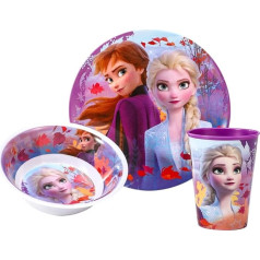 Disney 35090 Brokastu komplekts Melamīns bez malas, 3 gabali Frozen 2 Brokastu krūzes, nav piemērots, Frozen 2