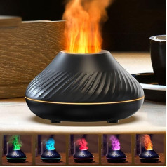 Flammen Aroma Diffuser, Ätherische Öle Diffuser Mit 7-farbigem Nachtlicht, DuftöL Diffuser, Luftbefeuchter Humidifier für Zuhause Büro, Raumduft oder Yoga, Wasserlose Abschaltautomatik Schwarz LED