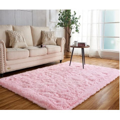 Achiiso Soft Shaggy Pink Rug Pink File Rugs Guļamistabas paklājs Living Room Rug Luxury Rug High Pile Area Rugs (Pink, 120 x 160 cm)