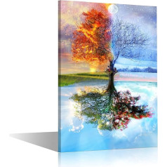 TISHIRON Four Seasons Tree Framed Wall Art Canvas Painting Home Decor 18 x 12 collu sienas plakātu kanvas Print Wall Art Living Room Bedroom Canvas Picture