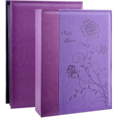 Miaikoe 6x4 300 fotoalbums Slip In Extra Large Capacity Leather Cover Kāzu ģimenes bilžu albums Tur 300 horizontālo 4x6 ainavu violeta krāsa