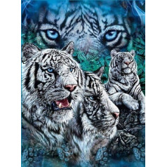 YISUMEI Sega 150 x 200 cm Mīļas segas Soft Flannel Soft Fleece Blanket Bed Throw White Tiger Blue Super Soft