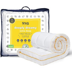 Snug Deeply Dreamy Stepted Soft Extra Thick Mattress Topper Vienvietīga gulta 10 cm ar dziļām elastīgām siksnām Hipoalerģisks un mazgājams veļas mazgājamā mašīnā Vienvietīgs 190 x 90 cm