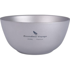 iBasingo Ti1094T Titanium Bowl Rice Soup Cup Outdoor Camping Tableware 350 ml Bowl Lightweight Double-Walled Round Bowl Tableware for Travel Hiking Home