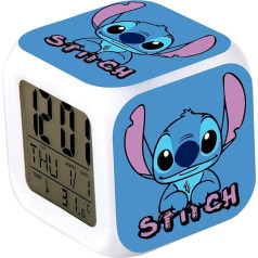 PADIEOE Lilo & Stitch modinātājs Digitālais pulkstenis ar temperatūras rādītāju, liela LED nakts gaisma, gudrais modinātājs ar uzlādes kabeli meitenēm, bērniem, pusaudžiem, dāvanām, guļamistabas rotājumiem (grāmatas ausis)