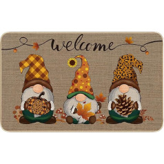 Patelai Thanksgiving Day Autumn Welcome Decorative Doormat Gnome Mat Non-Slip and Washable Sunflower Pumpkin Doormat Rubber Backing Doormat for Indoor Outdoor 28 x 17 Inch