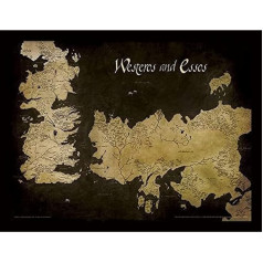 Pyramid International Game of Thrones (Westeros and Essos Antique Map) 30x40 cm gerahmter Druck, 250GSM PAPERWRAP MDF, Mehrfarbig, 44 x 33 x 4 cm