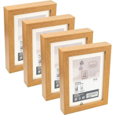 Ikea RIBBA 503.827.61 Chunky Box Picture Frame, koka ozola izskats, 13 x 18 cm, kokšķiedras plātne un plastmasa, pie sienas un uz galda, 4 gab. iepakojumā