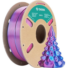 Enisina Silk PLA filaments 1,75 mm, Enisina Silky Glossy 3D Printer Filament PLA, izmēru precizitāte +/- 0,03 mm, 1 kg (sarkans un zils)