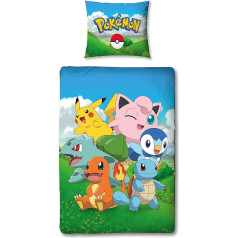 Pokemon gultas veļa 135 x 200 cm 80 x 80 cm spilvendrāna Pokeball [Reversible Motif 2 Designs] 100% kokvilna Testēts uz kaitīgām vielām Oeko-Tex Standarta vācu izmērs