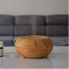 Zen'Arôme - Duftlampe Woddy - Luftbefeuchter für ätherische Öle - Ultraschall-Aromatherapie-Vernebler - Elektrischer Raumduft-Diffusor mit Bluetooth-Lautsprecher, Beleuchtung, Uhr und Auto-Off