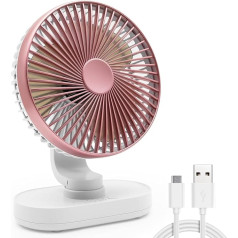 Mini ventilators, kluss un jaudīgs galda ventilators, USB 6,5 collas, 4 ātruma līmeņi, rotējošs, pārnēsājams, ideāli piemērots mājām, guļamistabai, birojam, āra aktivitātēm (rozā zelta)