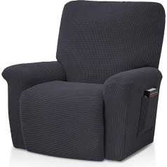 VanderHOME Atpūtas krēsla pārvalks Stretch Recliner krēsla pārvalks Ūdensizturīgs 1 gab Elastīgs neslīdošs pārvalks Atpūtas krēsls TV krēsla pārvalks Žakarda dīvāna pārvalks Aizsargapvalks ar kabatām Pelēks