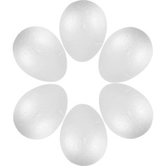 SEWACC Pack of 6 White Foam Eggs Blank Foam Egg DIY Painting Foam Eggs Hand Graffiti Foam Eggs 15 cm Smooth Oval Balls for Holiday Craft Supplies