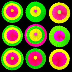 Glow Neon Party aksesuāri, fluorescējoša papīra ventilatoru komplekts, krāsains melns gaismas papīra virtenes dekorēšana dzimšanas dienai, kāzām, izlaiduma pasākumiem, 6 komplekti