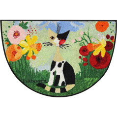 Rosina Wachtmeister Fußmatte Annette halbrund 60 x 85 cm ar Salonloewe waschbar Katzen bunt Blumen Eingangsmatte rutschfest