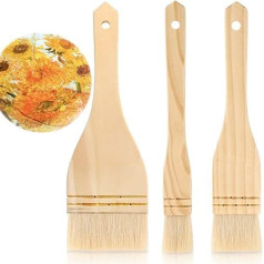 Vokowin 3 Pieces Brush Set, Flat Hook Brushes, 3 Different Sizes, Chinese Brush Set, Artist Brush Set, Sheep Hair Bristles, Washing, Ceramic and Ceramic Painting (K193-3)