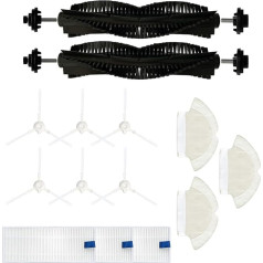 NUHFUFA 14 gab. robotu putekļsūcēju aksesuāri Tefal Rowenta X-plorer Series 75 RG7687, 2 galvenās birstes/6 sānu birstes/3 salvetes/3 filtri