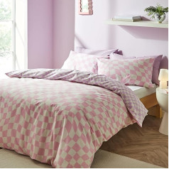 Sassy B CHECKBOARD PINK REVERSIBLE DUVET COVET SET WITH PILLO