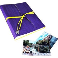 TriVin Art Artisan fotoalbums Ražots Itālijā Izgatavots no augstas kvalitātes mākslīgās ādas Divu toņu ideja jebkuram pasākumam 23 x 30 cm 40 lapas (80 lappuses) (violeta/dzeltena)