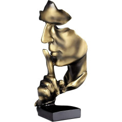 aboxoo Thinker Statue, Silence is Gold Abstract Art Figure, Modern Home Resin Sculptures Dekoratīvie objekti Piano Desktop Decor for Creative Room Home, Office, Study (Gold)